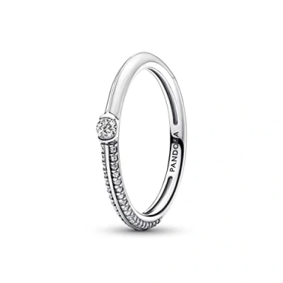 Abbildung von PANDORA ME Pavé &amp; Weiß Doppelring aus Sterling Silber mit klaren Cubic Zirkonia Steinchen in der Größe 56, 192528C02 56