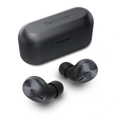 Abbildung von Technics EAH AZ40E K In ear Kopfhörer Bluetooth, bequemer mit integriertem Mikrofon, anpassbare Passform, bis zu 7,5 Stunden Wiedergabe, Schwarz