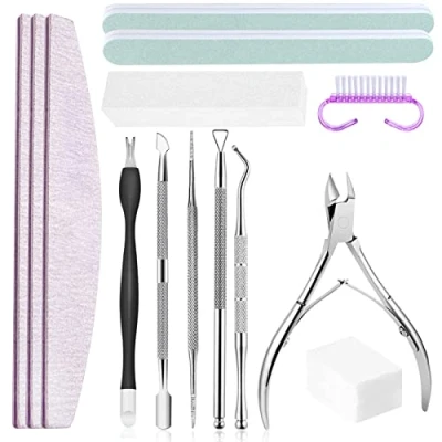 Abbildung von Nagelfeilen Set,Doppelseitige Nagelfeile,Nagel Buffer Block,Mit Nagelhautzange Nagelhautschieber Eckenheber Nagelzangen Nagelbürste,Maniküre Kit für Zuhause und Nagelstudio