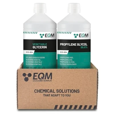 Abbildung von EQM SOLUCIONES QUIMICAS Pflanzliches Glycerin + Propylenglykol 1L+1L 100% biologisch abbaubar Rein pflanzlich Hohe Feuchthaltekraft Ideal für kosmetische Behandlungen Preisvorteil