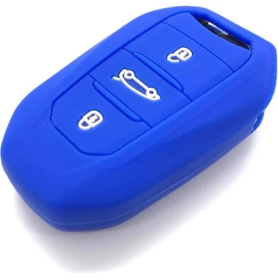 Abbildung von Nordecco Silikon Schlüsselhülle Passt für Opel Mokka B E, Peugeot e 308 408 508 5008 208, Citroen DS7 DS3 DS4 DS5 DS6 C5 Aircross, C4 Picasso 3 Tasten Keyless Remote (Blau)