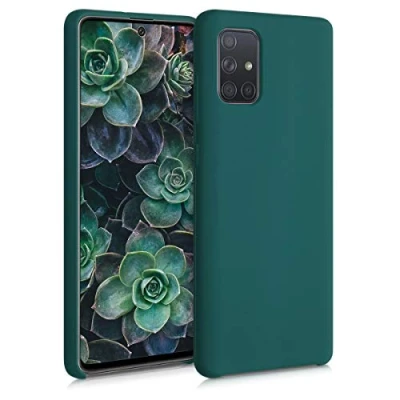 Abbildung von kwmobile Hülle kompatibel mit Samsung Galaxy A71 Silikon Handy Case Handyhülle weiche Oberfläche kabelloses Laden Türkisgrün