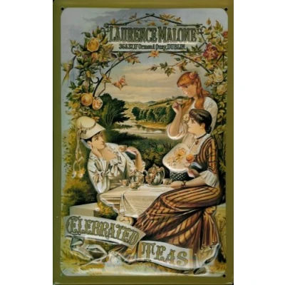 Abbildung von Buddel Bini Versand Blechschild Nostalgieschild Laurence Mallone Tea Tee Schild Retro Reklame Werbeschild Sign