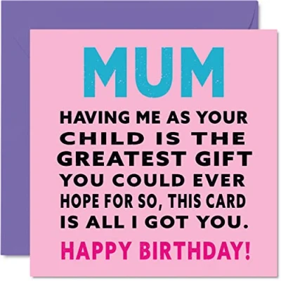 Abbildung von Stuff4 Lustige Geburtstagskarten für Mama Greatest Gift Mum Witz Happy Birthday Karte von Tochter Sohn, Mutter Geburtstagsgeschenke, 145 mm x Muttertagsgrußkarten