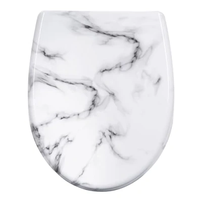 Abbildung von WOLTU Toilettendeckel, WC Sitz mit Absenkautomatik, Klodeckel Klobrille Quick Release Funktion, O Form Toilettensitz Motiv,175 kg belastbar