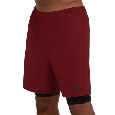Abbildung von TCA Trainingsshorts Herren 2 in 1 Laufhose mit Kompressionshose Rot/Schwarz (L) (1 tlg)