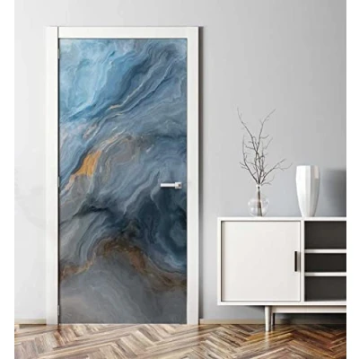 Abbildung von MyMaxxi Tür bekleben mit Türtapete Selbstklebend 90x200 Marmor Aquarell bunt verschönern Türfolie Türaufkleber XXL Aufkleber Folie Türposter Türklebefolie Kunst Malerei Abstrakt blau
