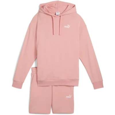 Abbildung von Puma Short Hooded Relaxed SUIT SET Trainingsanzug, Damen, Größe: Large, Pink fruit