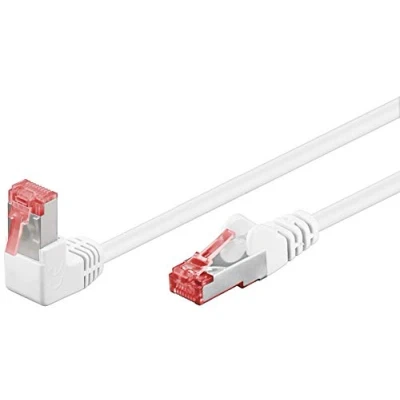 Abbildung von goobay 51554 CAT 6 Patchkabel, Highspeed, 90 Grad Stecker, Netzwerkkabel, Ethernet, Playstation, Xbox, DSL, PimF, RJ45 Weiß, 10 Meter