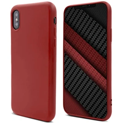 Abbildung von Moozy Lifestyle. Hülle für iPhone X und XS, Vintage Rosa Silikon Handyhülle Schutzhülle mit Mattem Finish Weichem Mikrofaserfutter