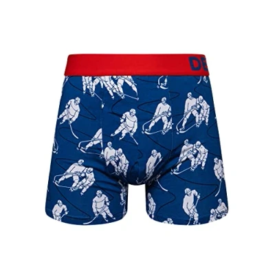 Abbildung von Dedoles Boxershorts Herren &amp; Jungen Unterwäsche Trunks Baumwolle lustige Designs Dinosaurier Hamster Spiele Maulwurf Geschenk, Farbe Blau, Motiv Eishockey Unterhose, Gr. S