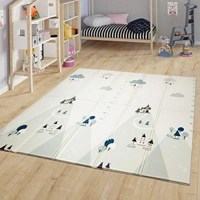 Abbildung von TT Home Faltbare Kinder Matte Spielmatte Baby Krabbelmatte Abwischbar ABC Wendbar, Farbe:Weiß, Größe:180x200 cm