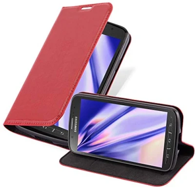 Abbildung von Cadorabo Hülle kompatibel mit Samsung Galaxy S4 Active aus Premium Kunst Leder Flip Klappbare Stoßfeste Magnetische [Standfunktion] [Kartenfächern] Cover für Tasche in Rot