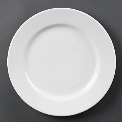 Abbildung von Olympia Whiteware Service Teller mit breitem Rand, 310 mm, Porzellan, innovativ, 6 Stück