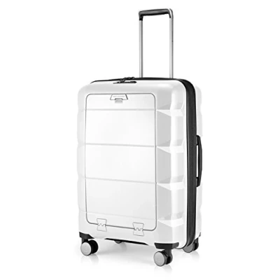 Abbildung von HAUPTSTADTKOFFER Britz Hartschalen Koffer mit Laptopfach Trolley Rollkoffer Reisekoffer Erweiterbar, TSA, 4 Rollen, 65.5 cm, 60 Liter, Weiß