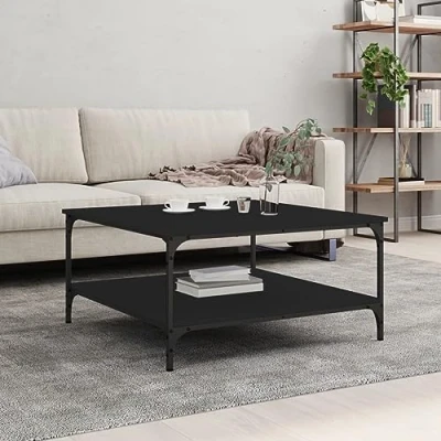 Abbildung von WEMYUFURN Couchtisch Schwarz 80x80x40 cm Holzwerkstoff, Couchtisch, Wohnzimmertisch, Beistelltisch für Wohnzimmer und Büro Mittelpunkt Ihr Zuhause