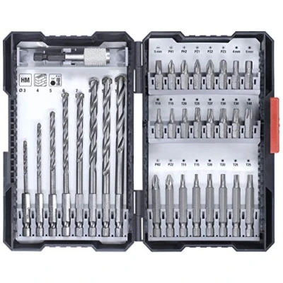 Abbildung von kwb Bit and Drill Box, Bohrer, Bohrerbit Set, Drehung der rechten Hand, 50 mm, Kalkstein, Stein, Silber