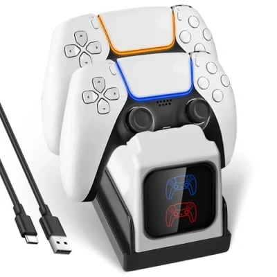 Abbildung von GAOUTO PS5 Controller Ladestation Edge Controller: für mit Einstellbarem RGB Licht 2 Std Schnelllade Ladeoptionen LED Ladestatusanzeige