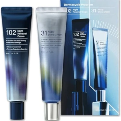 Abbildung von 2 Pack Dermacycle Program All Day &amp; Night Cream for Face, 31 Shield 102 Renewal Cream, Centella Asiatica and Niacinamide, Kineff Korean Skincare (Day Night)