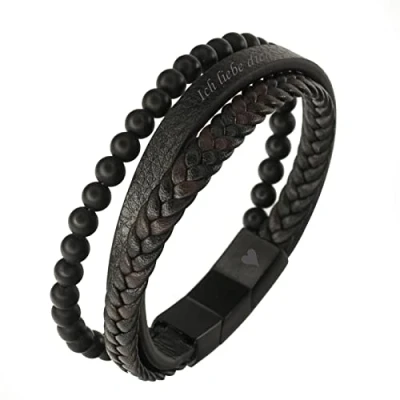 Abbildung von COWstyle Lederarmband Herren mit Gravur Personalisierbar Namen oder Datum Geschenk für Papa zum Geburtstag Männerarmband