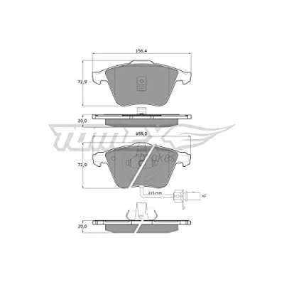Abbildung von TOMEX brakes TX 13 14 Bremsbelagsatz Vorderachse inkl. Verschleißwarnkontakt AUDI: A6 C5 Avant, Limousine, Allroad
