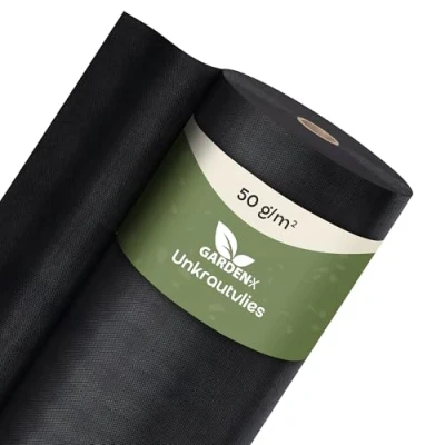 Abbildung von GARDENIX Gartenvlies gegen Unkraut Unkrautvlies Wasserdurchlässig 50g/m² Schwarz UV beständig Folie 0.8 x 100m (80m²) Vlies Hochbeet, Unkrautschutzfolie, Gartenflies, Beetfolie Pflanzfolie