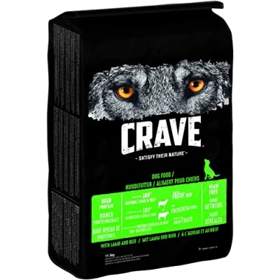 Abbildung von CRAVE Adult Trockenfutter für Hunde ohne Getreide 11,5kg mit 100 Prozent natürlichem Lamm &amp; Rind Premium Hundefutter trocken hohem Proteingehalt 1 Beutel