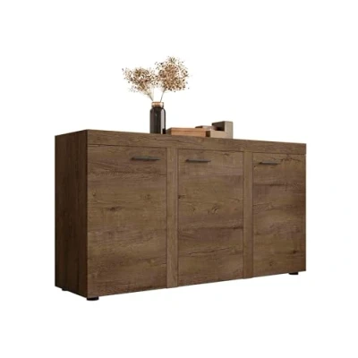 Abbildung von Mirjan24 Kommode Rango 3F mit 3 Türen, Highboard, Anrichte, Sideboard, Mehrzweckschrank, Naturtöne, Wohnzimmerschrank, Schrank (Lefkas Eiche)