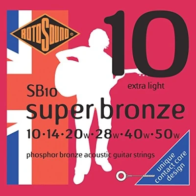 Abbildung von Rotosound SB Super Bronze Piano String Akustikgitarre Phosphor Satz Extra Light 10 50 SB10
