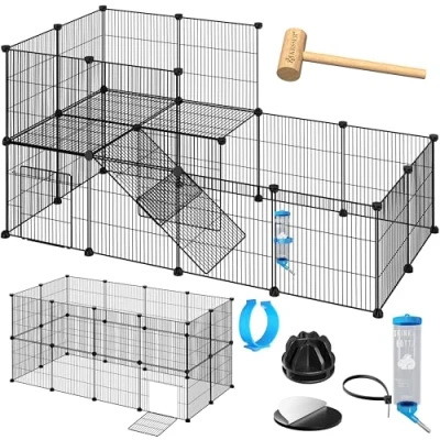 Abbildung von KESSER® Freigehege Gittergehege für Kaninchen aus Metallgitter XXL inkl. Tür Kleintiergehege Meerschweinchen Gehege Freilauf, Kleintierkäfig Laufgitter Hasenstall Innen draußen