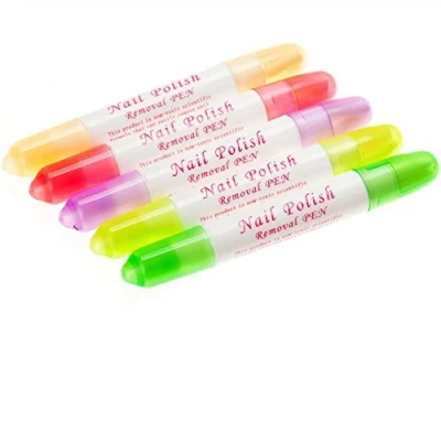 Abbildung von Warm Girl Nagellackentferner/Korrekturstift, Nagelkunst Korrekturstift mit 15 austauschbaren Spitzen, Maniküre Werkzeug, 5 Stück