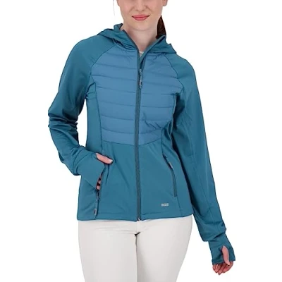 Abbildung von Deproc Active Damen Strickfleecejacke Fleecejacke mit leichter Kapuze Übergangsjacke Windbreaker ELMCOURT III