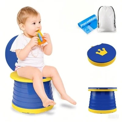 Abbildung von Toilettensitz kinder, klappbarer Toilettenstuhl für Babytraining Indoor Outdoor Travel Töpfchen mit Reisetasche (blue)