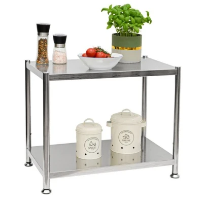 Abbildung von EYEPOWER shelfr 2 Ebenen Edelstahl Regal 61x36x50 Schwerlastregal bis 60kg Metallregal Lagerregal Küche