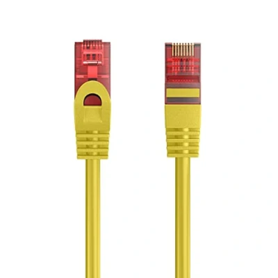 Abbildung von Ewent Ethernet Patchkabel Kategorie 6 U/UTP, Übertragung bis zu 1 Gb, AWG 26/7, mit Zwei RJ45 Stecker. Ideal für die Glasfaserübertragung Gigabit/LAN Netzwerken, 5 m, Gelb