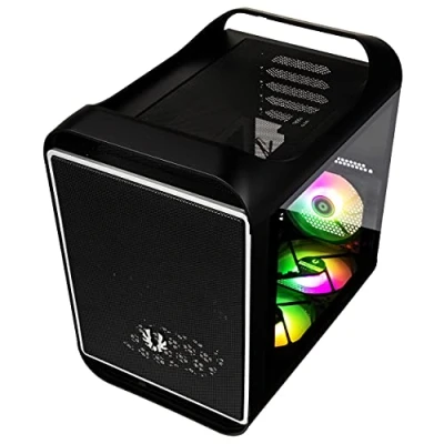 Abbildung von BitFenix Prodigy M 2022 Pc Case, ARGB Micro ATX Gehäuse, Gaming Pc, Kompaktes Gehäuse für und Mini ITX Mainboards, Mesh Front, Fenster aus Tempered Glass, Schwarz