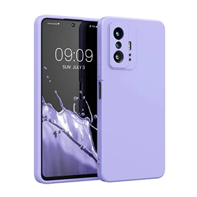 Abbildung von kwmobile Hülle kompatibel mit Xiaomi 11T / Pro gummierte TPU Silikon Handyhülle Schutzhülle für kabelloses Laden Case in Lavendel