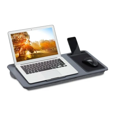 Abbildung von relaxdays Laptop Tablett Graues Laptopkissen mit Mauspad, Faserplatte