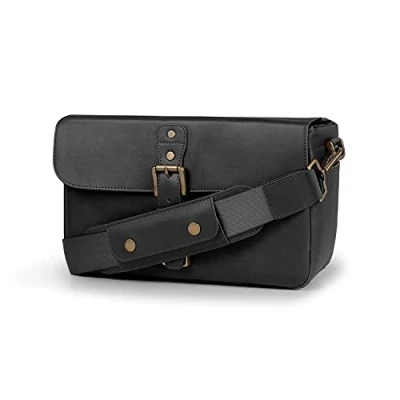 Abbildung von MegaGear MG1524 Kameratasche Kuriertasche aus Leder für Spiegellose, Sofortbild und DSLR Kameras Schwarz