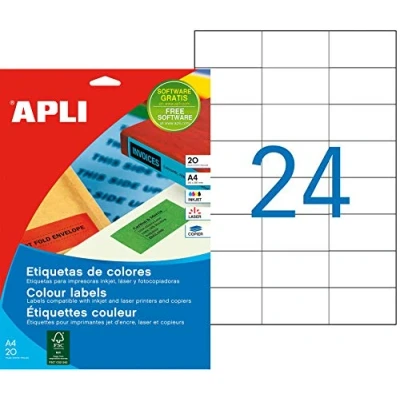 Abbildung von APLI 001593 Etiketten, 70 x 37 mm, permanent, Rot, 480 Stück