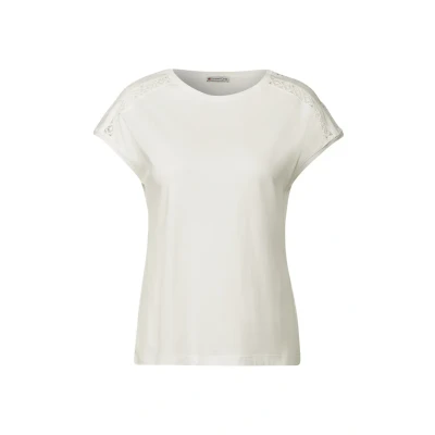 Abbildung von Street One MIT HÄKELDETAILS Tshirt basic, Damen, Größe: 34, Weiß