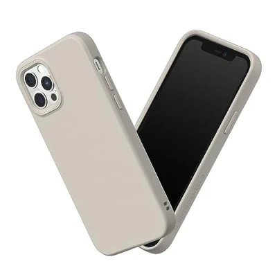Abbildung von RhinoShield Case kompatibel mit [iPhone 12 Pro Max] SolidSuit Stoßdämpfende &amp; schlanke Schutzhülle Premium Finish 3.5 Meter Fallschutz Sandbeige