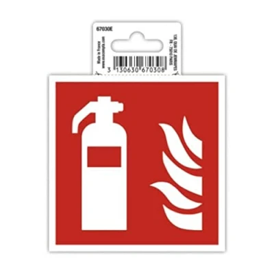 Abbildung von Exacompta 67030E Feuerlöscher Klebeschild 10x10cm Rot Weiß aus UV beständigem PVC Hinweisschild Schilder Warnhinweis Sticker Aufkleber Türschild