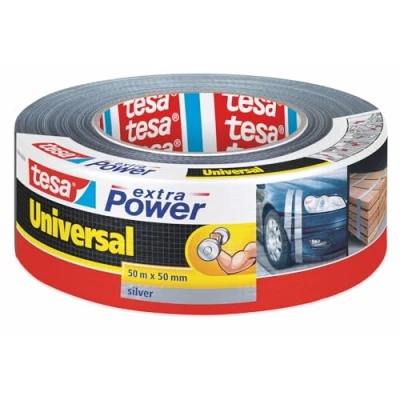 Abbildung von tesa extra Power Universal Gewebeband Gewebeverstärktes Ductape zum Reparieren, Befestigen, Bündeln, Verstärken oder Abdichten Grau 50 m x mm