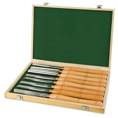 Abbildung von EBERTH Drechselmesser Set mit Holzkoffer, 8 Hochwertige HSS Drechseleisen, Schnellarbeitsstahl, tlg. Drechselbeitel den wichtigen Formen, Hochwertiger Drechselbeitelsatz Koffer