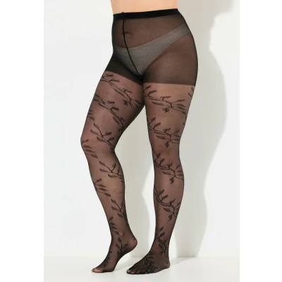 Abbildung von Ulla Popken Feinstrumpfhose Strumpfhose Blätter Stickerei