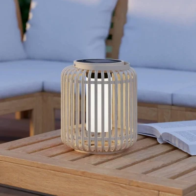 Abbildung von EGLO LED Tischlampe solar Marliano, Solarlampe außen für Garten und Terrasse, Deko Rattan Balkon, Außenbeleuchtung Boho, Windlicht outdoor Rattan, IP44
