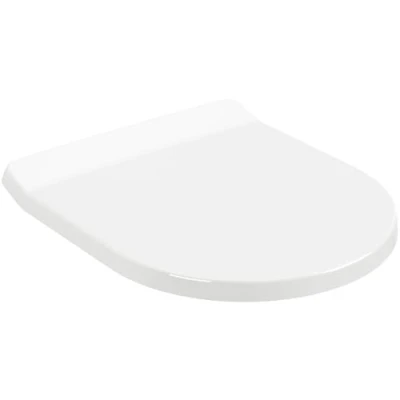 Abbildung von Villeroy &amp; Boch Architectura WC Sitz SlimSeat, Toilettendeckel mit Absenkautomatik, abnehmbarer Toilettensitz aus bruchsicherem Duroplast, Klodeckel Original Ersatzteil, D Form, Weiß Alpin, glänzend