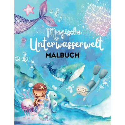 Abbildung von Magische Unterwasserwelt Malbuch: 40 Ausmalbilder mit Meerjungfrauen und Meerestiere für Kinder Erwachsene