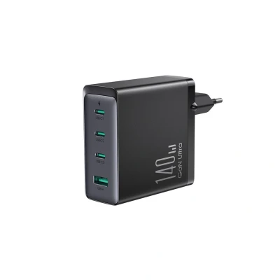 Abbildung von GaN Ultra 140W Schnellladegerät 3 x USB C / A JR TCG05EU Schwarz + 240W 1,2m Kabel